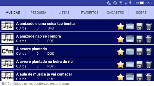 Android application Partituras Católicas e Cifras screenshort