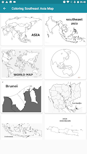 Mapa colorir do sudeste Ásia