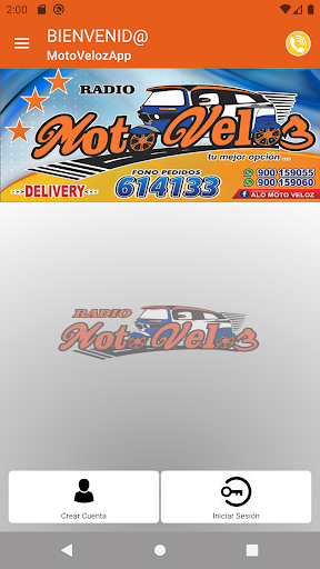 Android application MOTO VELOZ CLIENTE screenshort