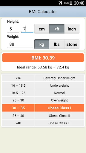 BMI Calculator Screen 3