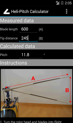 Android application Heli-Pitch Calculator screenshort
