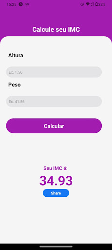 CalculaIMC Screen 2