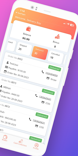 Plussit Deliveryman App Screen 2