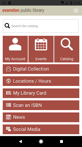 Android application Evanston Public Library Mobile screenshort
