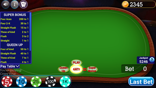 Android application Crazy Four Poker screenshort
