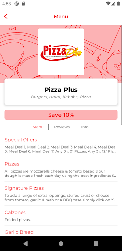 Android application Pizza Plus screenshort
