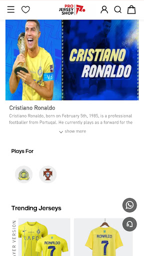 Android application Projerseyshop screenshort