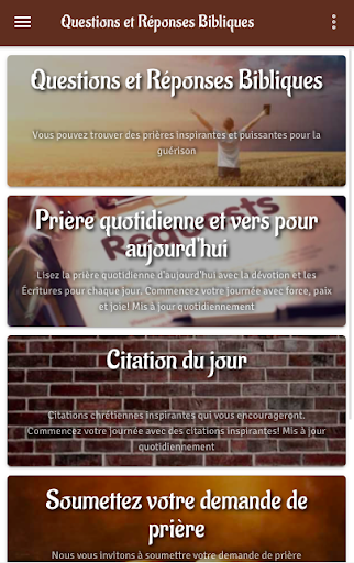 Android application Questions et Réponses Biblique screenshort