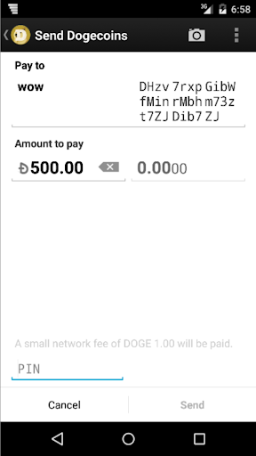 Dogecoin wallet sizes information