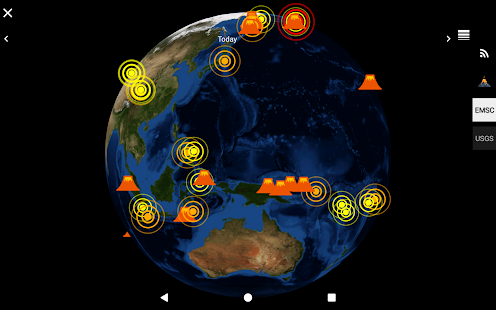 3D Earthquakes Map & Volcanoes