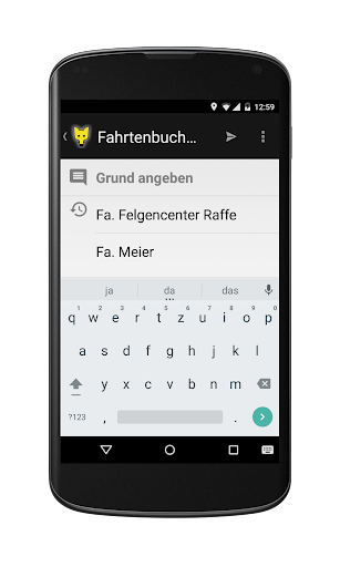 YellowFahrtenbuchApp Screen 3