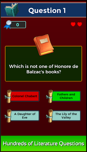 Literature Quiz Game Screen 2