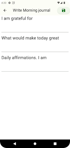 Android application 5 minute journal - change life screenshort