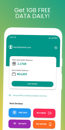 Android application Vend: Earn 1GB Data Daily screenshort