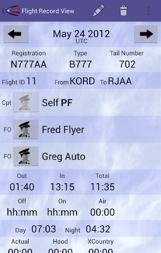 Cirrus Pilot Log Book Screen 3