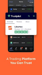 Libertex: Zrzut ekranu z akcjami i rynkiem Forex