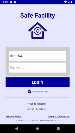 Android application SafeFacility screenshort