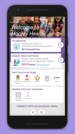 Android application Hooray Health screenshort