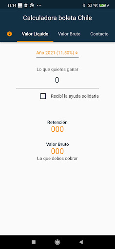 Android application Calculadora honorarios Chile screenshort