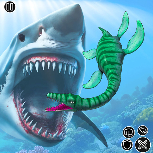 Sea Monster vs Megalodon shark logo