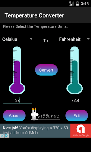Android application Temperature Converter screenshort