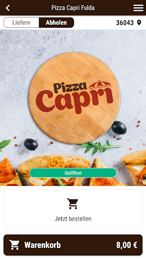 Android application Pizza Capri screenshort