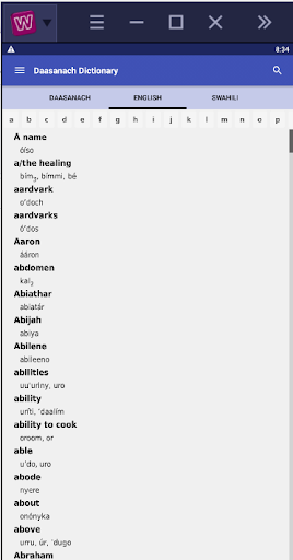 Daasanach Dictionary Screen 3