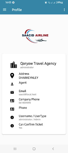 Android application Saacid Airline screenshort