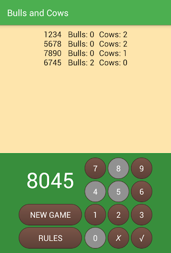 Bulls and Cows Screen 3