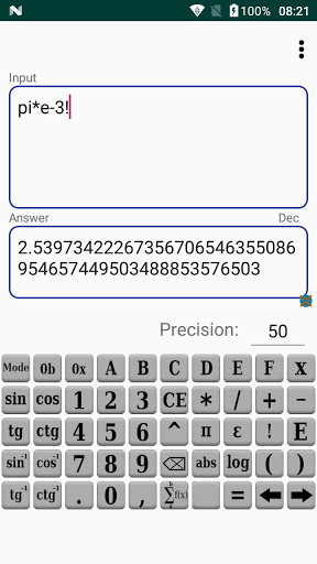 Infinite Precision Calculator Screen 2