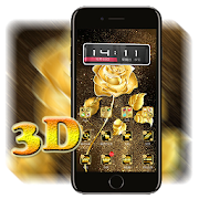 3D Ripple Golden Rose Launcher Wallpaper Theme
