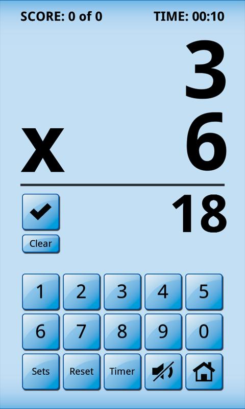 Android application Math Whiz Flash Cards screenshort