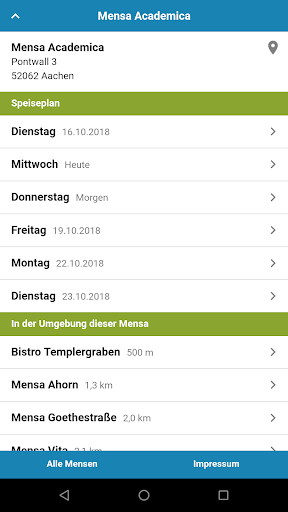 Android application Mensa Aachen screenshort