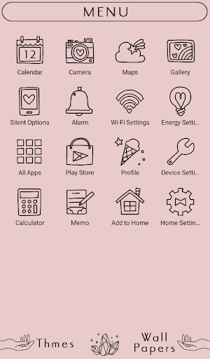 Line Rose Theme +HOME Screen 2