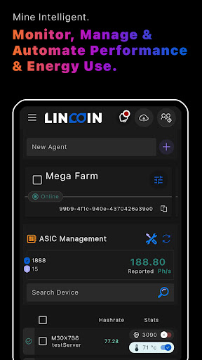 LINCOIN : Mining Dashboard Screen 2