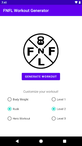 FNFL Workout Generator Screen 2