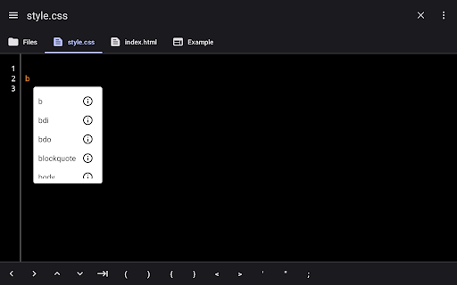 Screenshot of WebCode - html, css, js ide