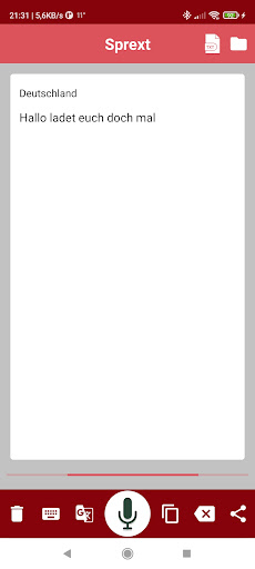Convert speech to text Sprext Screen 2
