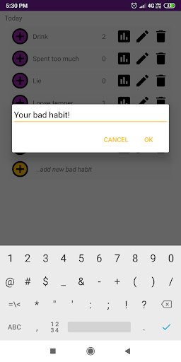 Bad Habit Tracker Screen 2