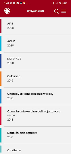 Android application Wytyczne ESC screenshort