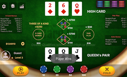 Three clearance card poker