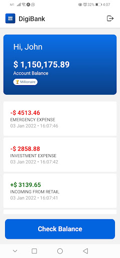 Android application DigiBank screenshort