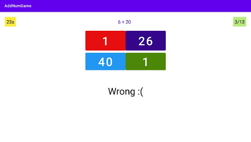 Android application AddNumGame screenshort