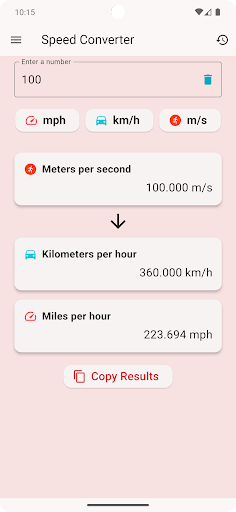 Speed Converter mph, km/h, m/s