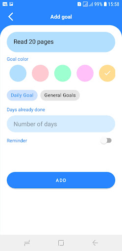 MetasApp: Goals, Habits Screen 2