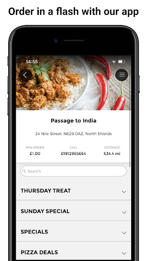 Android application Passage to India North Shields screenshort