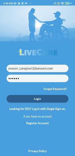 Android application Onseen LiveCare screenshort