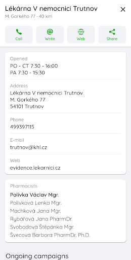 Screenshot of Czech Pharmacies