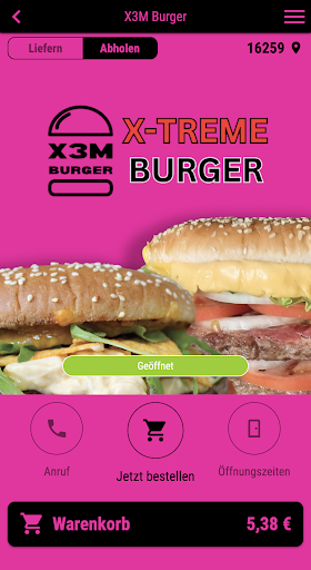 Android application X3M Burger screenshort