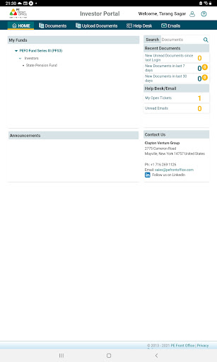 Investor Portal (PEFO) Screen 2